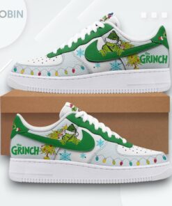 Grinch Christmas Light Design Air Force 1 Shoes   Festive Holiday Sneakers Grinch Christmas Light Design Air Force 1 Shoes   Festive Holiday Sneakers