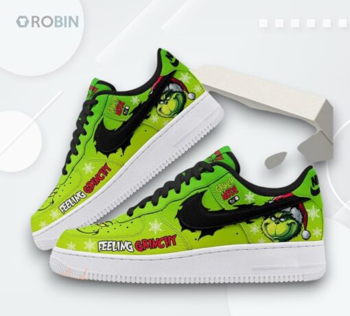 Grinch Christmas Theme Air Force 1 Shoes   Festive Grinchy Style