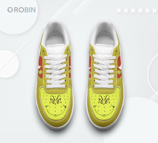 Grinch Green & White Design Air Force 1 Sneakers   Fun Holiday Style