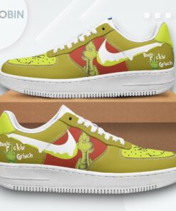 Grinch Green & White Design Air Force 1 Sneakers   Fun Holiday Style