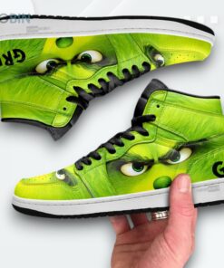 Grinch Jordan 1 High – Green Angry Print Sneakers
