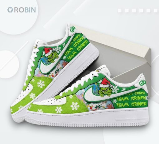 Grinch Merry Christmas Air Force 1 Shoes   Festive Team Design