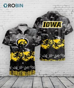 Hawkeyes Hawaiian Shirt Palms & Trees Iowa NCAA Apparel