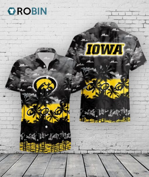 Hawkeyes Hawaiian Shirt Palms & Trees Iowa NCAA Apparel