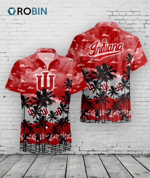 Hoosiers Hawaiian Shirt Palm Tree Print