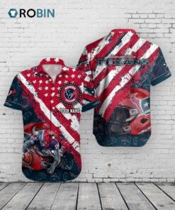 Houston Texans American Flag Hawaiian Shirt