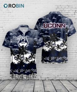 Huskies Hawaiian Shirt Tropical Palm Tree Connecticut