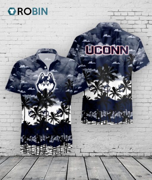 Huskies Hawaiian Shirt Tropical Palm Tree Connecticut