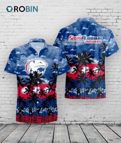 Jaguars Palms Hawaiian Shirt –  South Alabama Tropical Print
