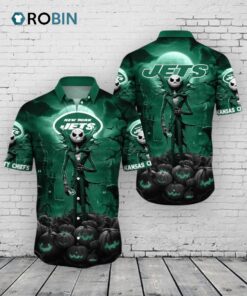 Jets Halloween Hawaiian Shirt –  Jack O’ Lantern NFL