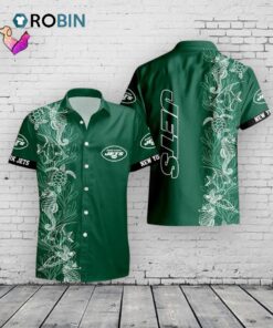 Jets Hawaiian Shirt Turtle Seaweed Print