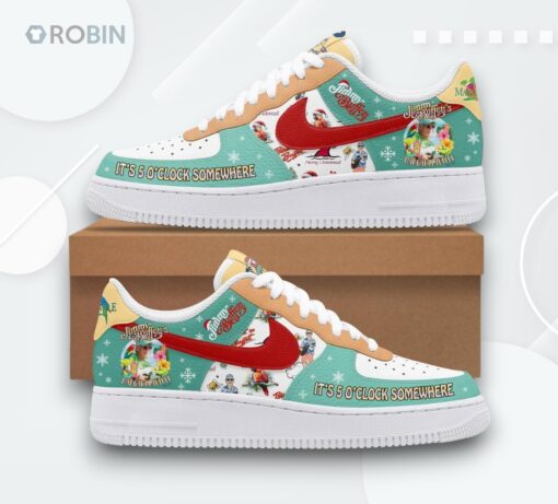 Jimmy Buffett Margaritaville 5 O’Clock Somewhere Air Force 1 Shoes   Vibrant Design
