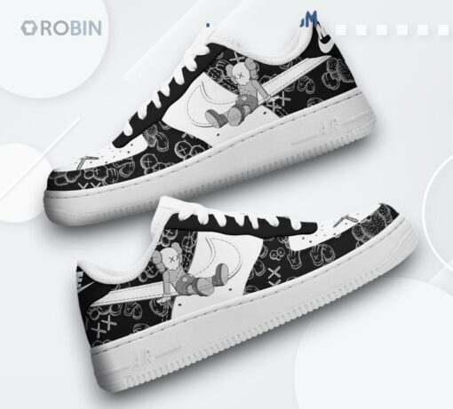 Kaws Inspired Love Print Air Force 1 Sneakers   Unique Design Shoes