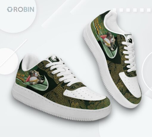Kung Fu Panda Po Air Force 1 Shoes   Black & Green Graphic Design