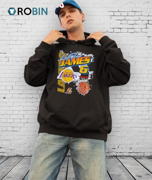 Lebron James Los Angeles Lakers 6 Basketball Graphic Retro Shirt