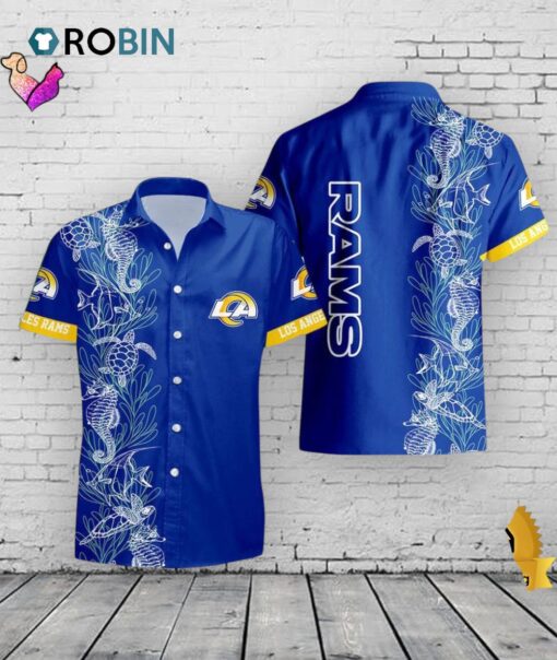 Los Angeles Rams Hawaiian Shirt Turtle Seaweed Print