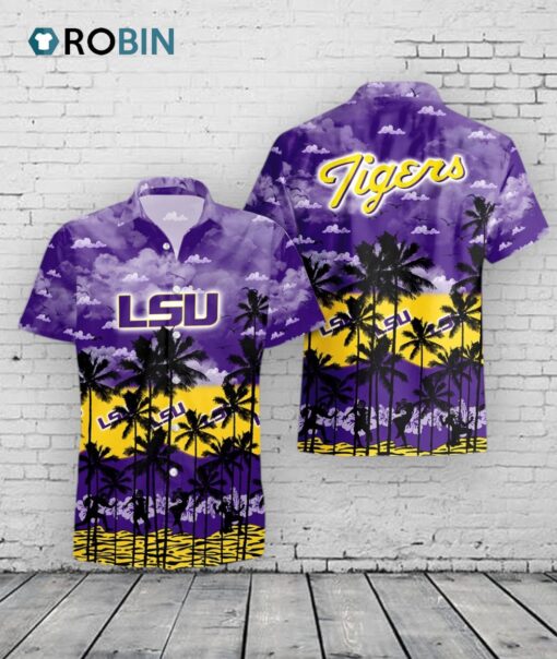 LSU Tigers Hawaiian Shirt –  Palms & Tropical Print