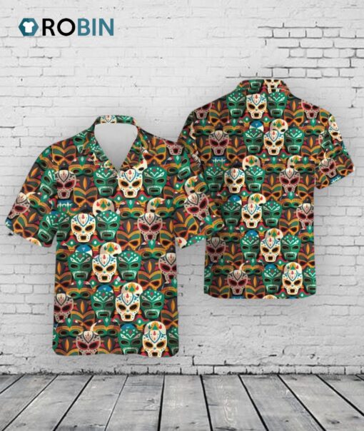 Lucha Libre Mask Hawaiian Shirt –  Mexican Wrestler Aloha Shirt