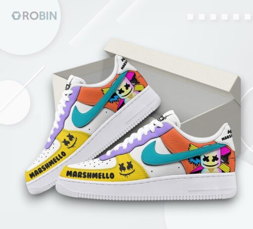 Marshmello One Thing Right Print Air Force 1 Sneakers   Unique Graphic Design