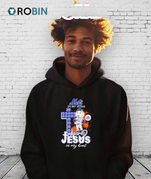 Mets In My Veins Jesus In My Heart Mr. Met Mascot Shirt