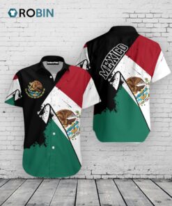 Mexican Flag Hawaiian Shirt –  Grunge Mexico Print Aloha Shirt