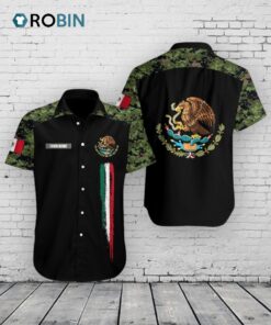 Mexico Flag Camo Hawaiian Shirt –  Custom Name Mexican Aloha Shirt