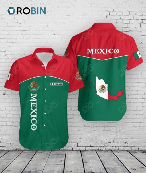 Mexico Flag Hawaiian Shirt –  Custom Name Mexican Aloha Shirt