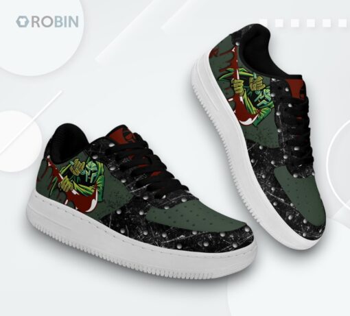 MF Doom Villain Cartoon Print Air Force 1 Shoes   Black Lace Sneakers