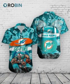 Miami Dolphins Hawaiian Shirt –  Mascot Aloha NFL Football