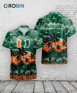 Miami Hurricanes Hawaiian Shirt –  Palm Tree Print