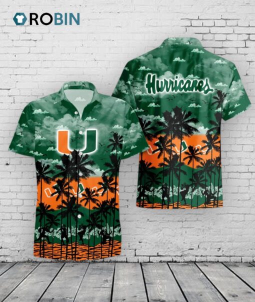 Miami Hurricanes Hawaiian Shirt –  Palm Tree Print