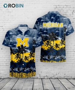 Michigan Wolverines Hawaiian Shirt –  Palms Tree Print