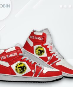 Mighty Morphin Power Rangers Red Ranger Jordan 1 High Custom Sneakers Mighty Morphin Power Rangers Red Ranger Jordan 1 High Custom Sneakers