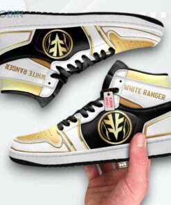 Mighty Morphin Power Rangers White Ranger Jordan 1 High Custom Sneakers Mighty Morphin Power Rangers White Ranger Jordan 1 High Custom Sneakers