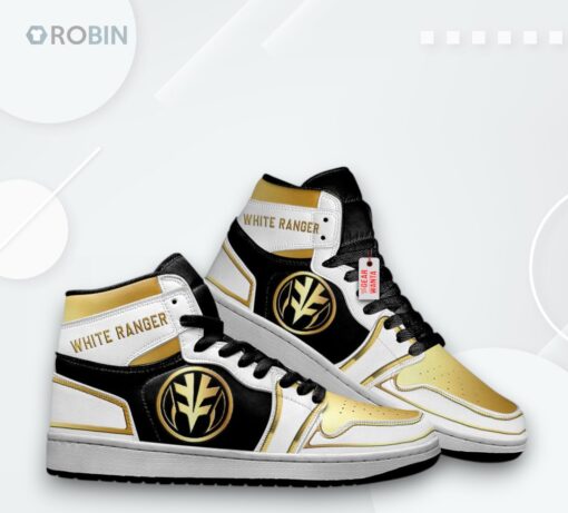 Mighty Morphin Power Rangers White Ranger Jordan 1 High Custom Sneakers