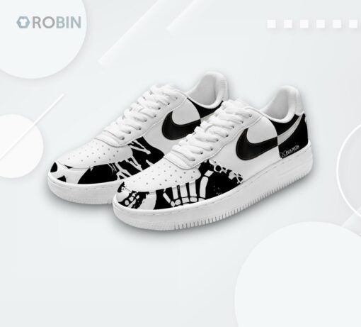 Misfits Black & White Graphic Air Force 1 Sneakers   Printed Design