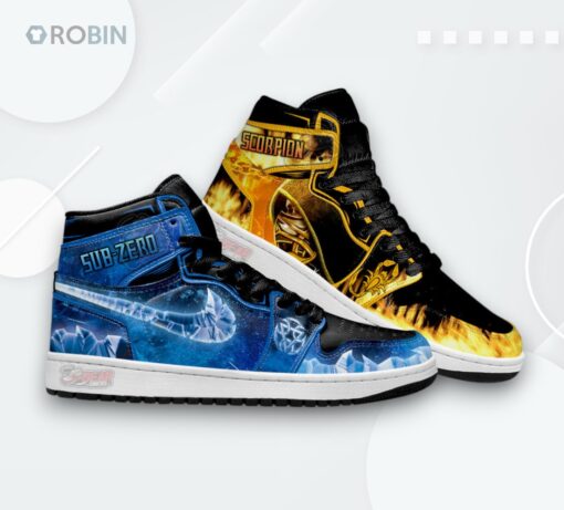 Mortal Kombat Scorpion vs Sub zero Jordan 1 High Sneakers Custom