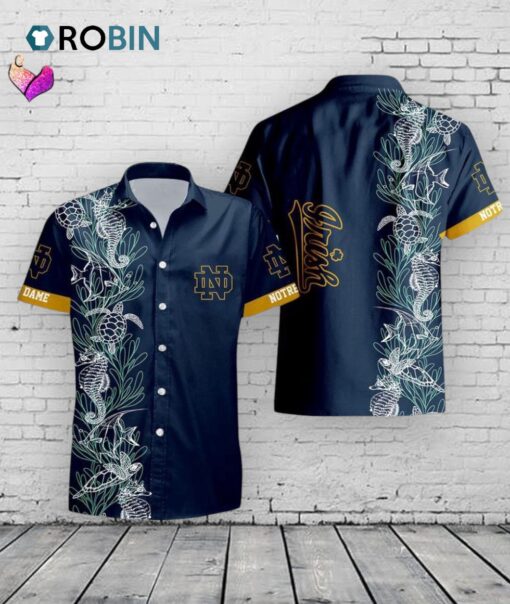 Notre Dame Hawaiian Shirt Turtle Seaweed Print –  NCAA Irish