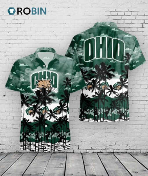 Ohio Bobcats Hawaiian Shirt –  Tropical Palms Print