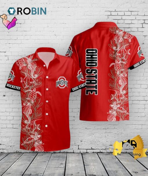 Ohio State Buckeyes Hawaiian Shirt –  Turtle Seaweed Print