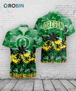 Oregon Ducks Hawaiian Shirt –  Palm Tree Print