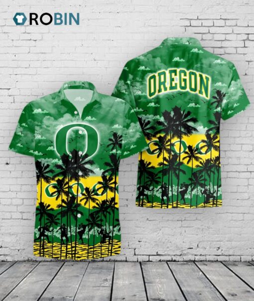 Oregon Ducks Hawaiian Shirt –  Palm Tree Print