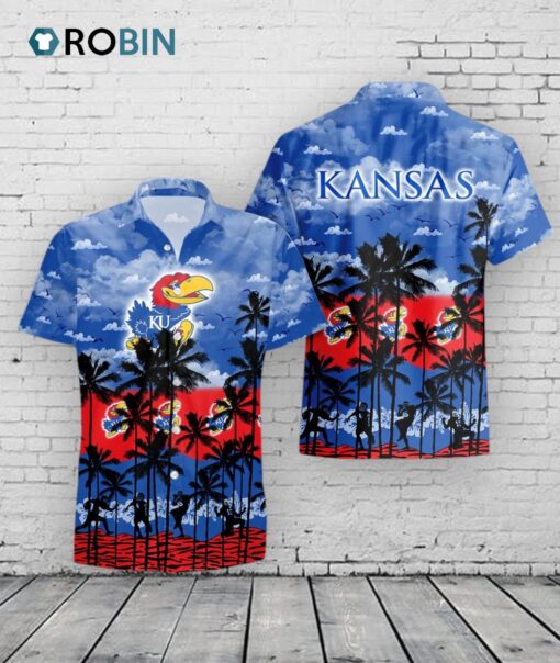 Palms Tree Hawaiian Shirt –  Kansas Jayhawks