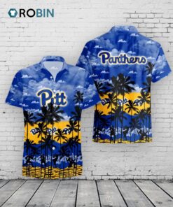 Panthers Hawaiian Shirt –  Tropical Palm Tree Pittsburgh NCAA