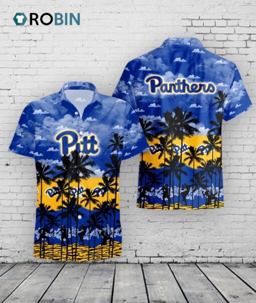 Panthers Hawaiian Shirt –  Tropical Palm Tree Pittsburgh NCAA