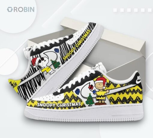 Peanuts Snoopy Christmas Holiday Air Force 1 Shoes   Festive Design
