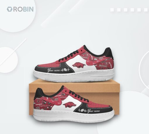 Personalized Arkansas Razorbacks Air Force 1 Shoes   Custom Printed Design
