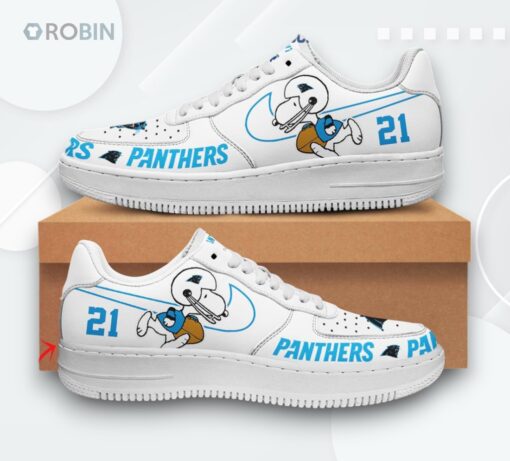 Personalized Carolina Panthers Snoopy Air Force 1 Low Top Shoes   NFL Design
