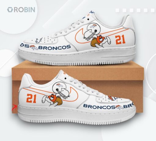 Personalized Denver Broncos Snoopy Air Force 1 Low Top Sneakers   NFL Edition
