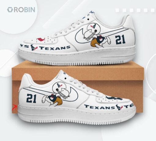Personalized Houston Texans Snoopy Air Force 1 Low Top Shoes   NFL Team Design